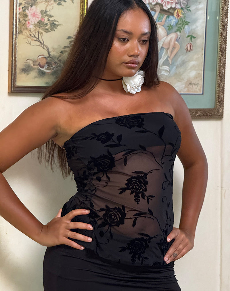 Image de Bilancia Bandeau Top in Rose Flock Black
