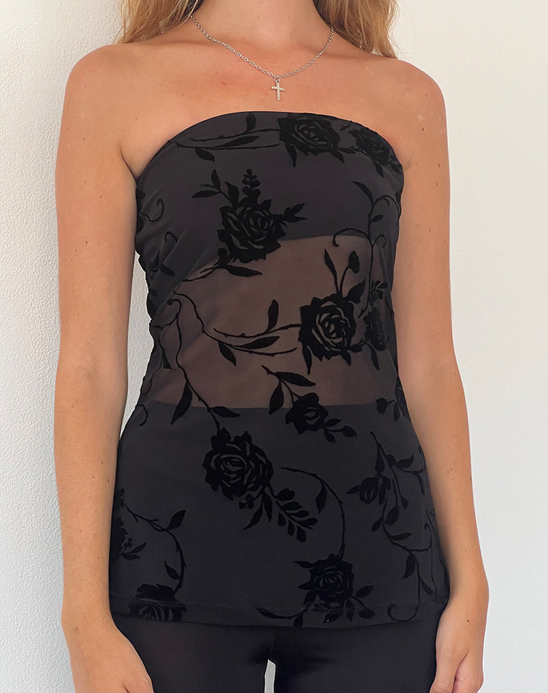 Image de Bilancia Bandeau Top in Rose Flock Black