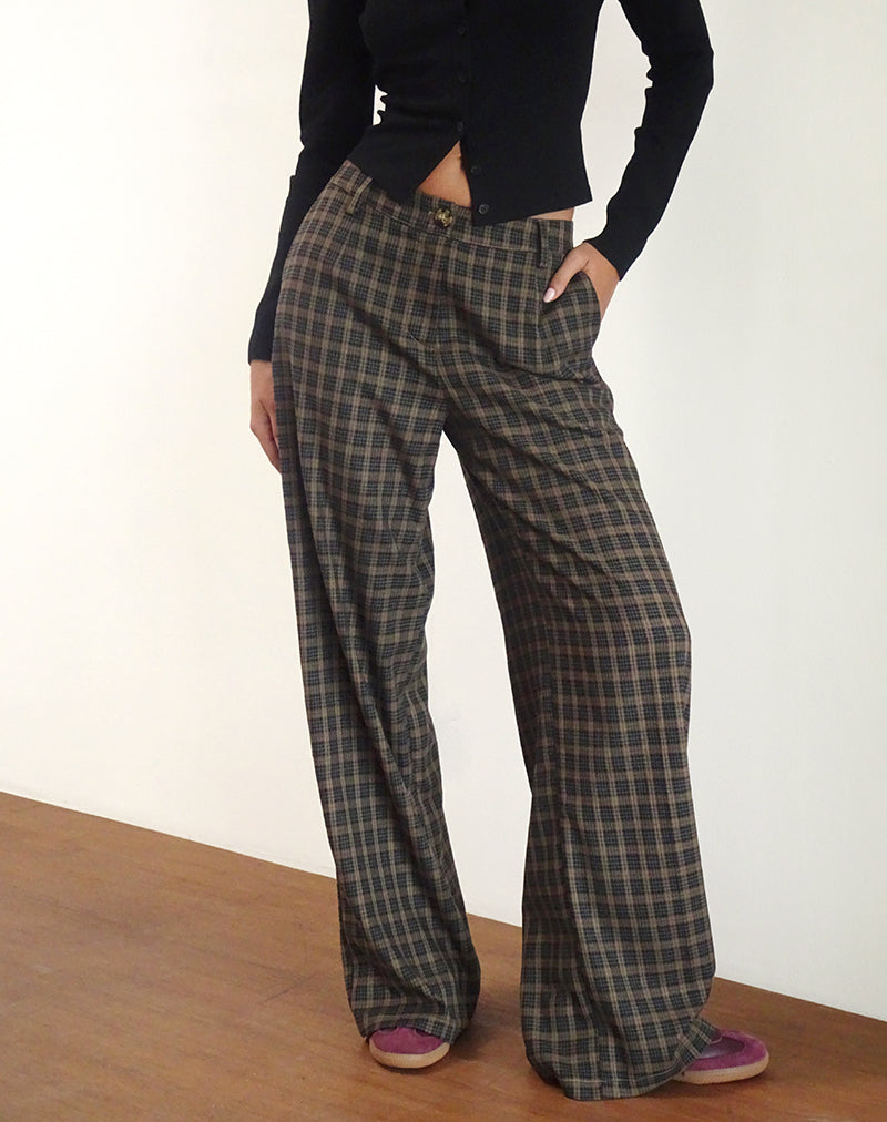 Image de Binar Trouser in Dark Brown Check (pantalon à carreaux marron foncé)