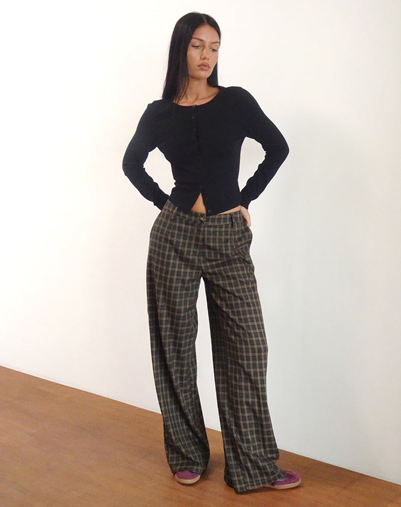 Image de Binar Trouser in Dark Brown Check (pantalon à carreaux marron foncé)