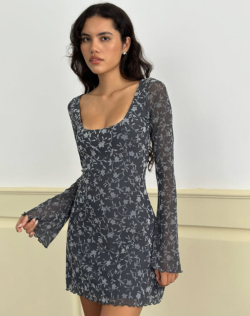 Image de Bindara Mini Robe en Pretty Petal Flock Dark Grey