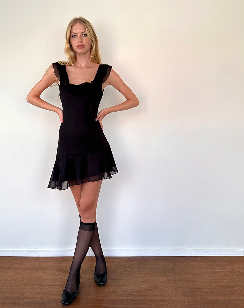 Image de Binita Mini Dress in Chiffon Black