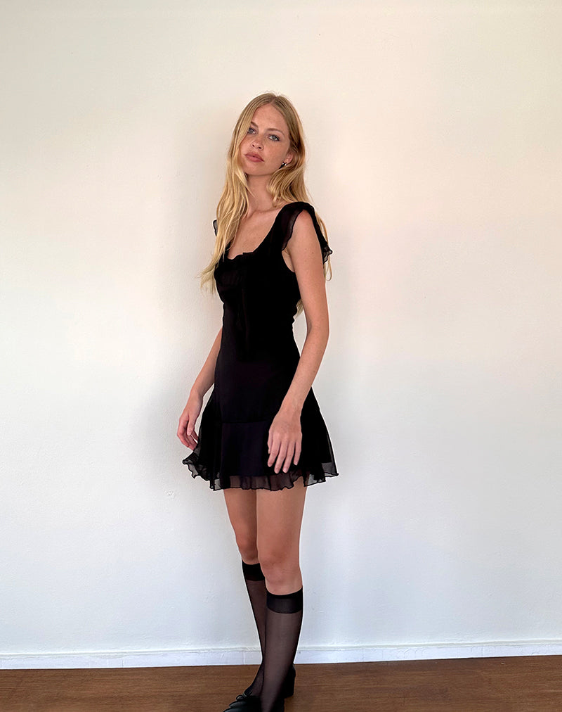 Image de Binita Mini Dress in Chiffon Black