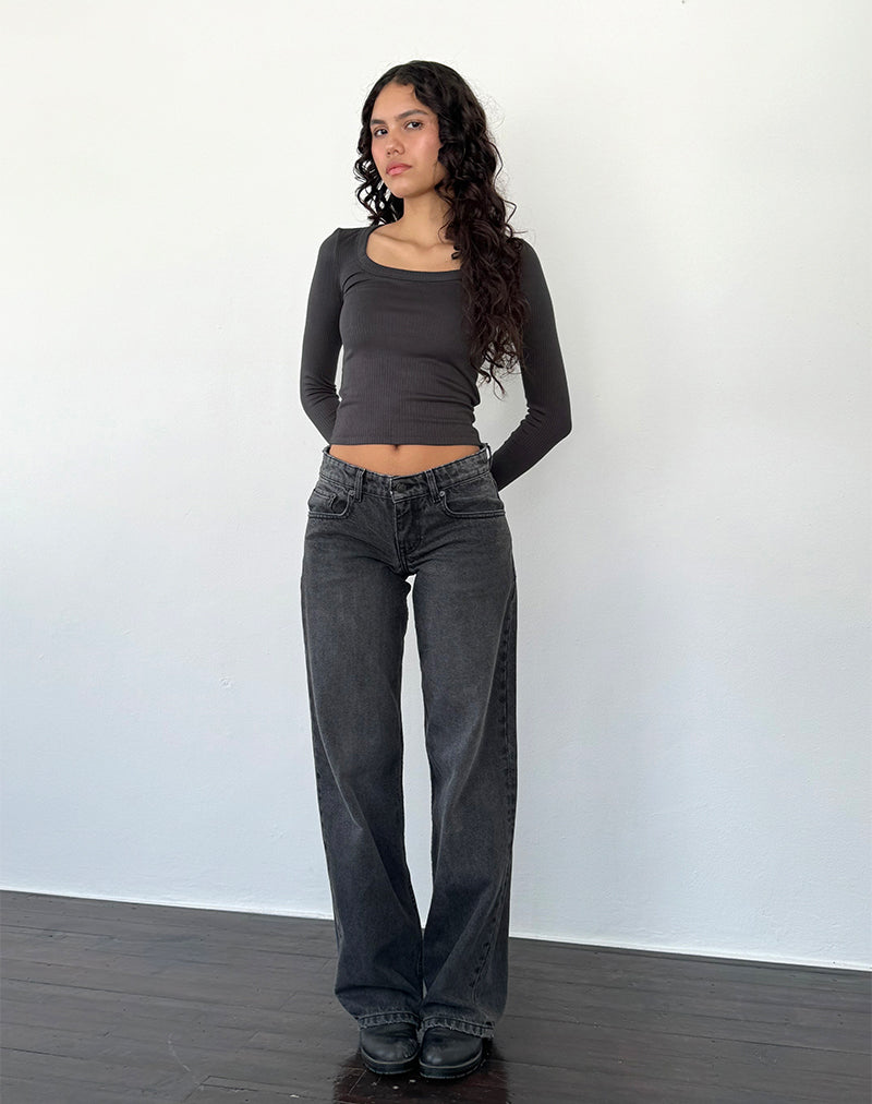 Image de Binlo Extra Long Sleeve Top in Black Forest