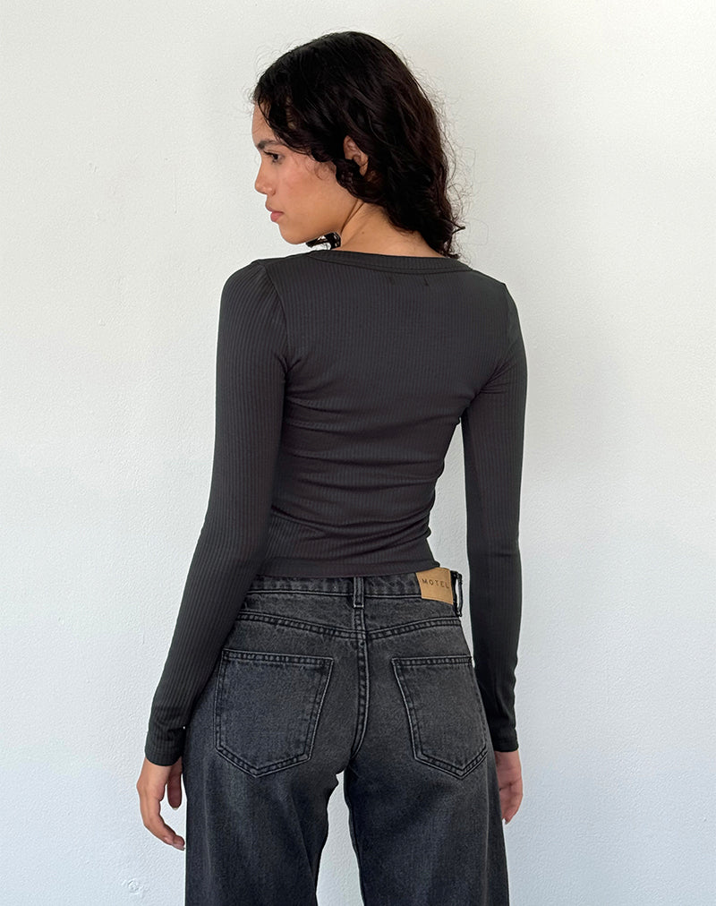 Image de Binlo Extra Long Sleeve Top in Black Forest
