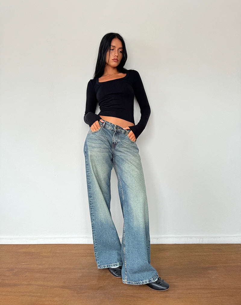 Image de Binlo Extra Long Sleeve Top in Black