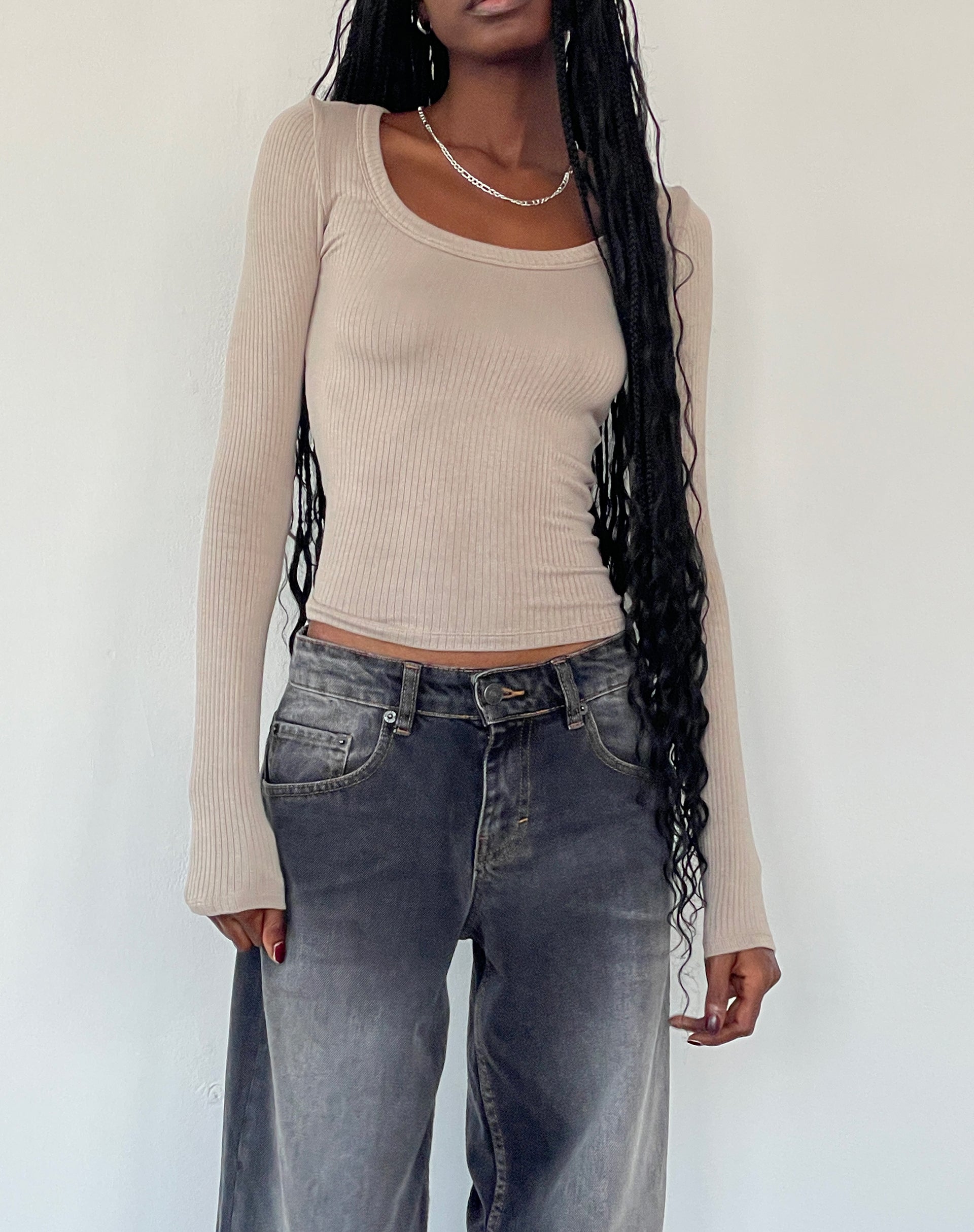 Image de Binlo Extra Long Sleeve Top in London Fog