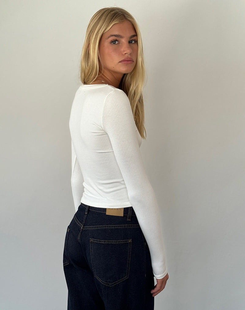 Image de Binlo Extra Long Sleeve Top in White