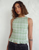 Image de Birita Shirred Top in Table Cloth Neo Mint