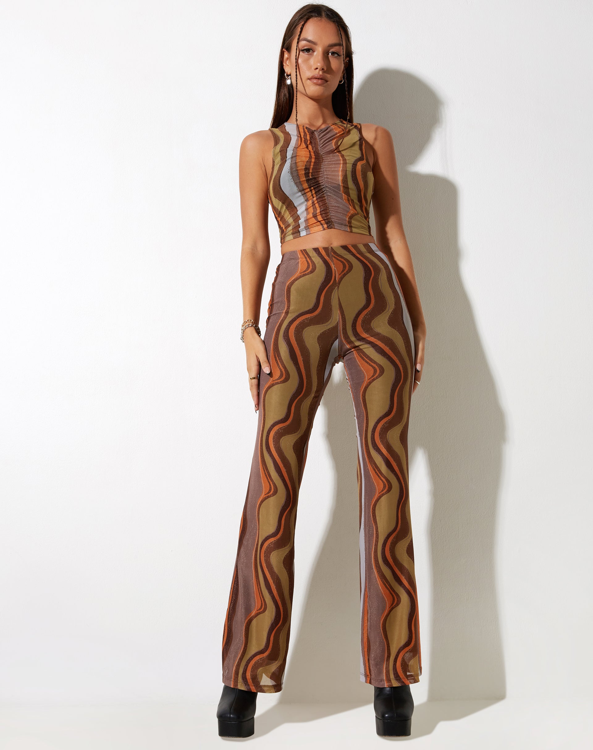 Image de MOTEL X IRIS Pantalon Herly Flare en dégradé de terre