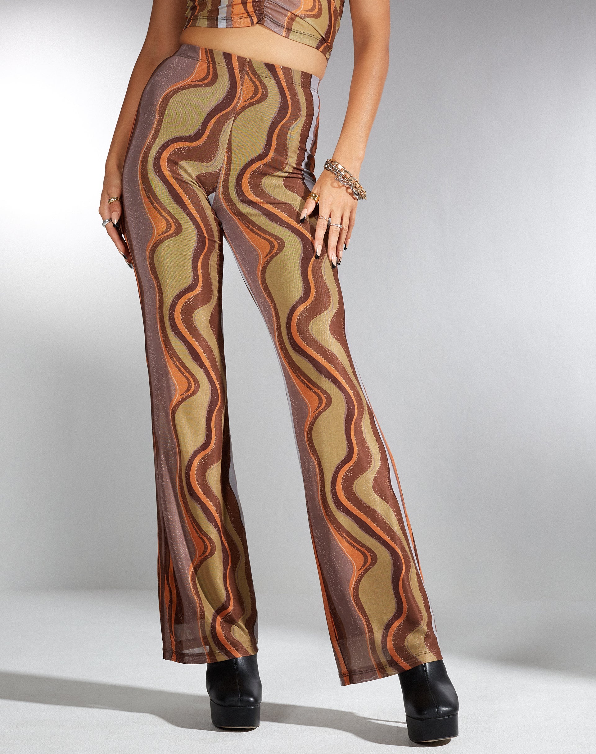 Image de MOTEL X IRIS Pantalon Herly Flare en dégradé de terre