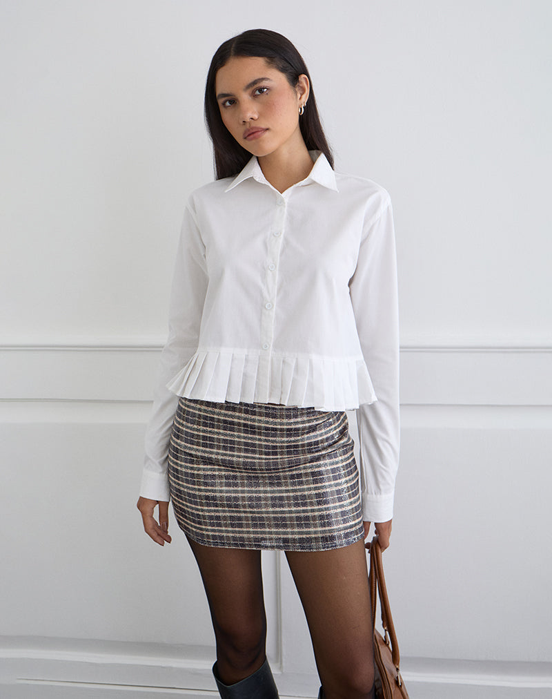 Image de Bisian Chemise à ourlet plissé en popeline blanche