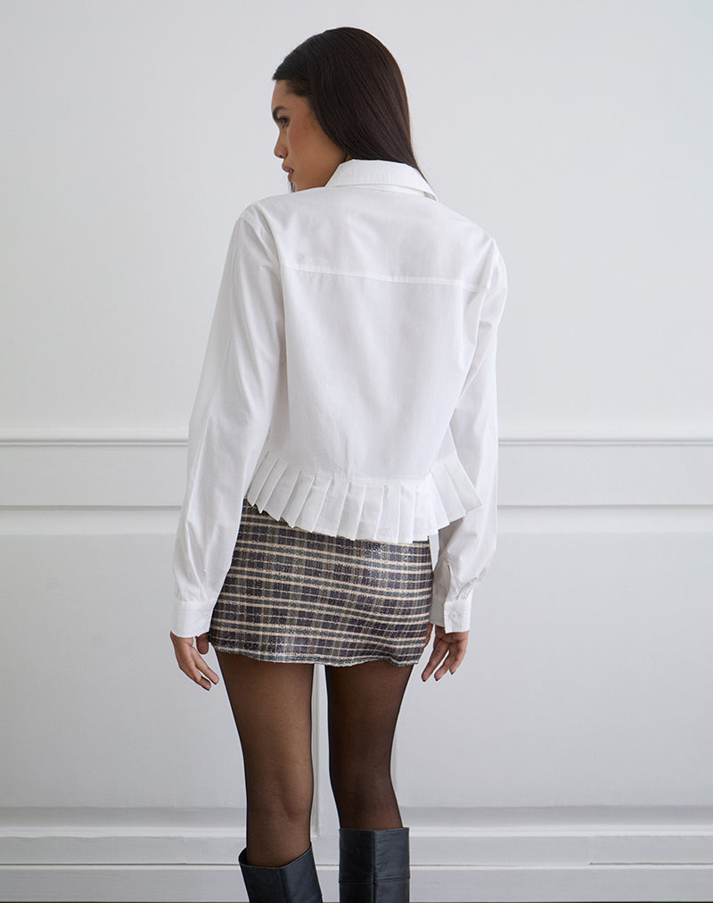 Image de Bisian Chemise à ourlet plissé en popeline blanche