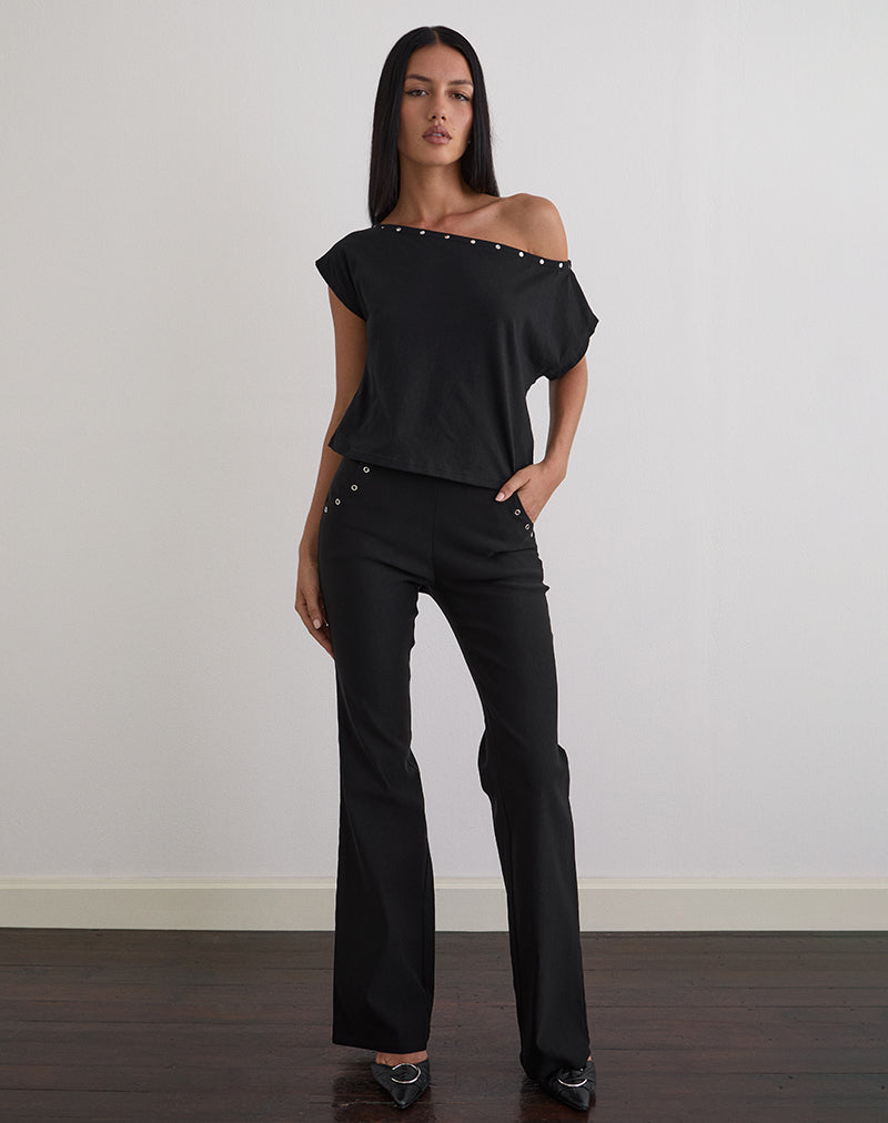 Image de Bizzy Top en jersey noir avec clous