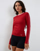 Image de Bonija Long Sleeve Top in Red with Pink Binding