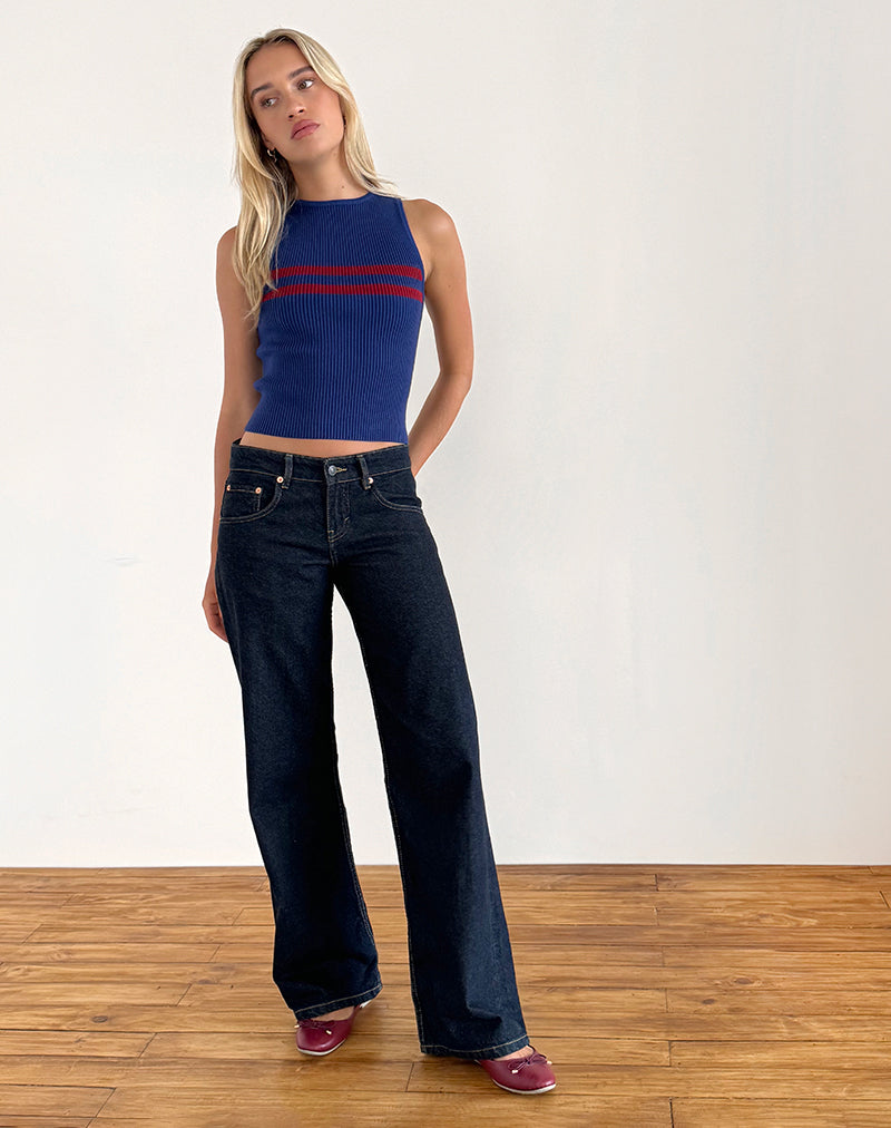 Image de la veste Bonisa en bleu à rayures rouges