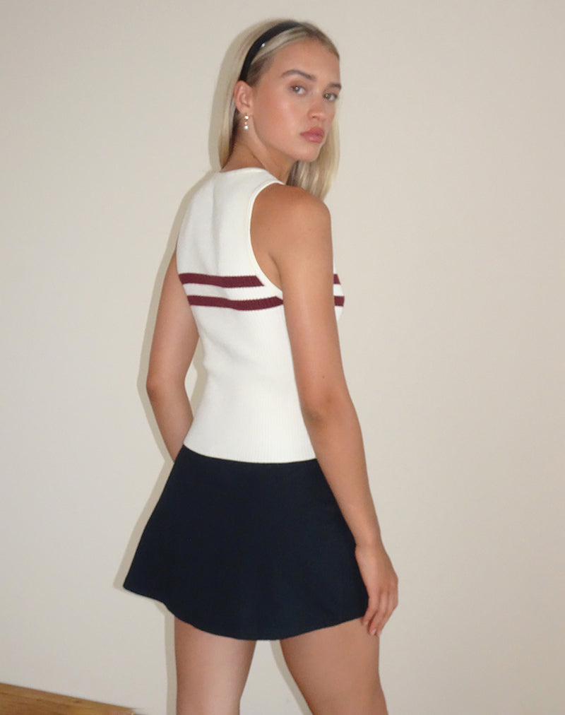 image de Bonisa Vest Top in Ivory with Red Stripes