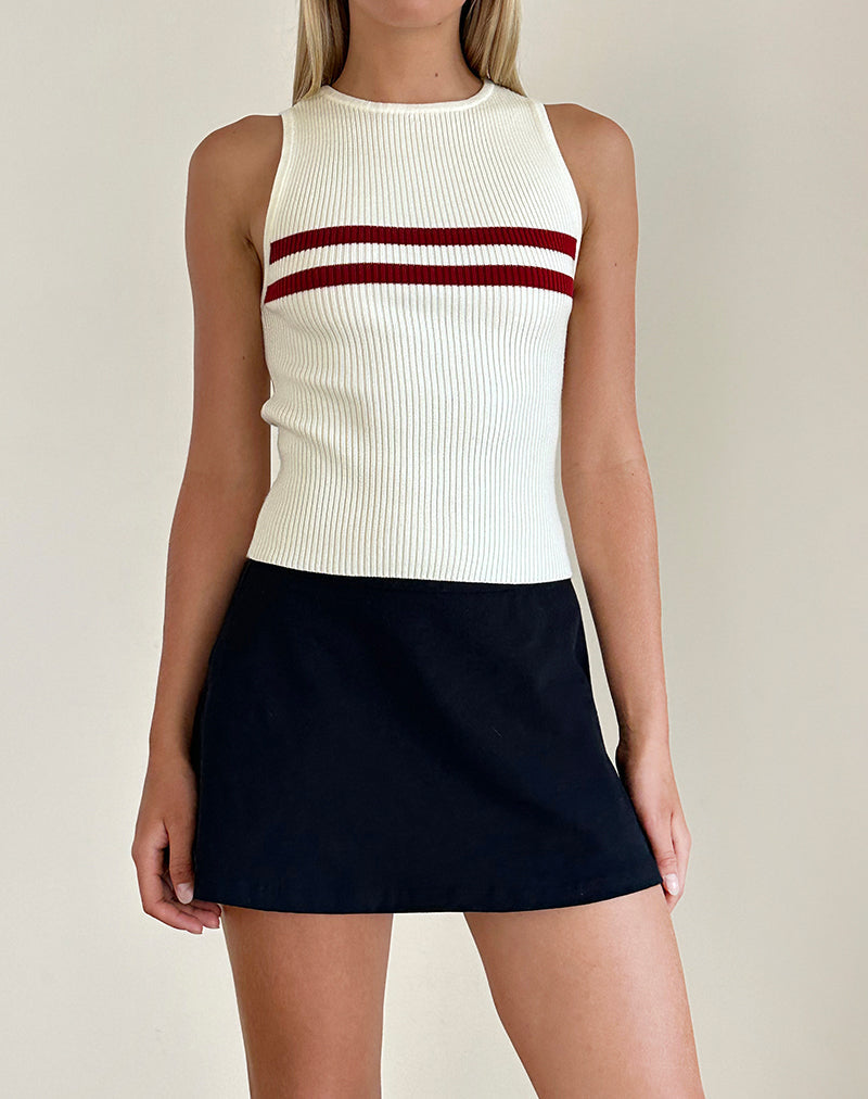 image de Bonisa Vest Top in Ivory with Red Stripes