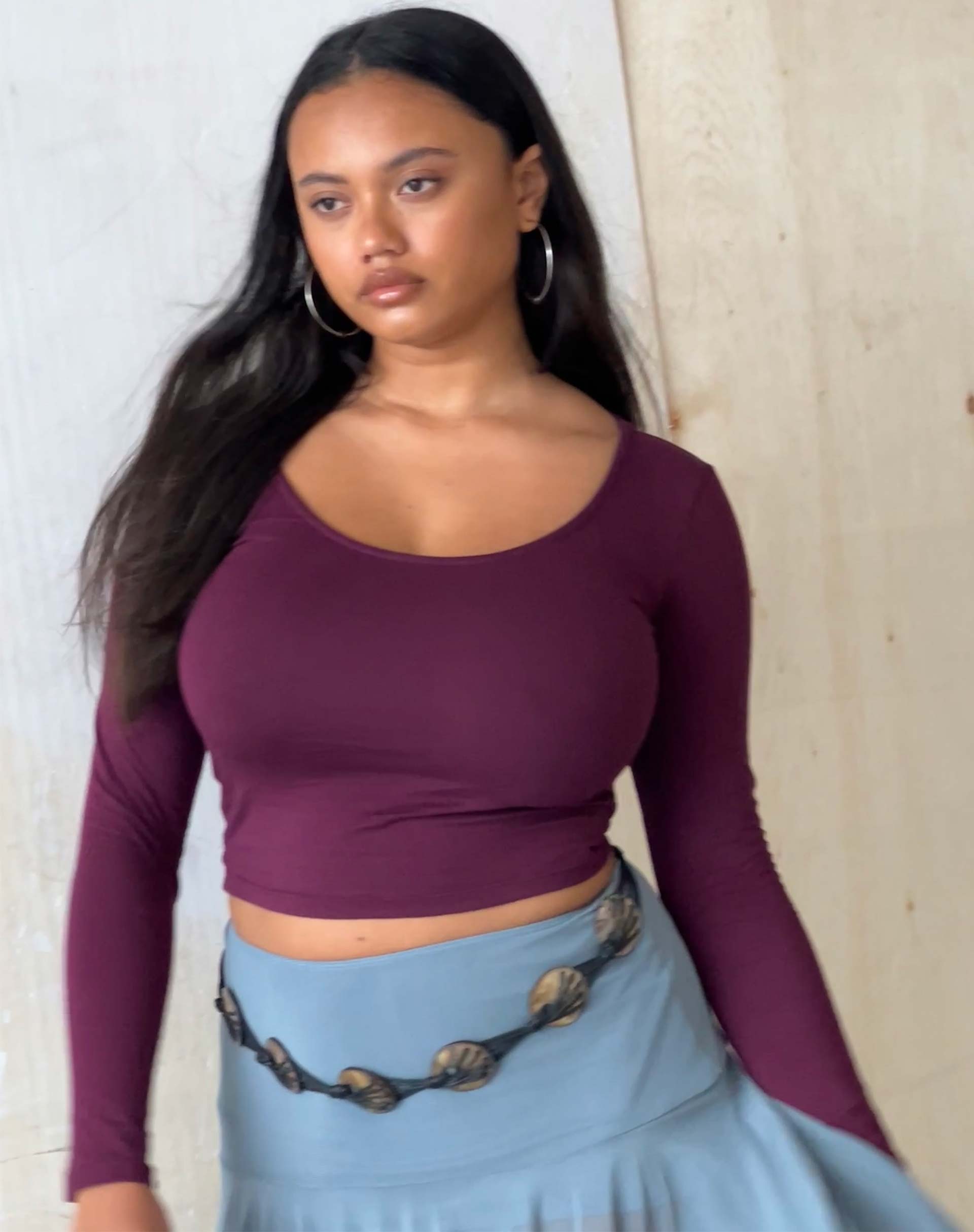 Image de Bonlo Long Sleeve Top in Fig