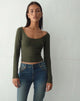 Image de Bonlo Long Sleeve Top in Olive