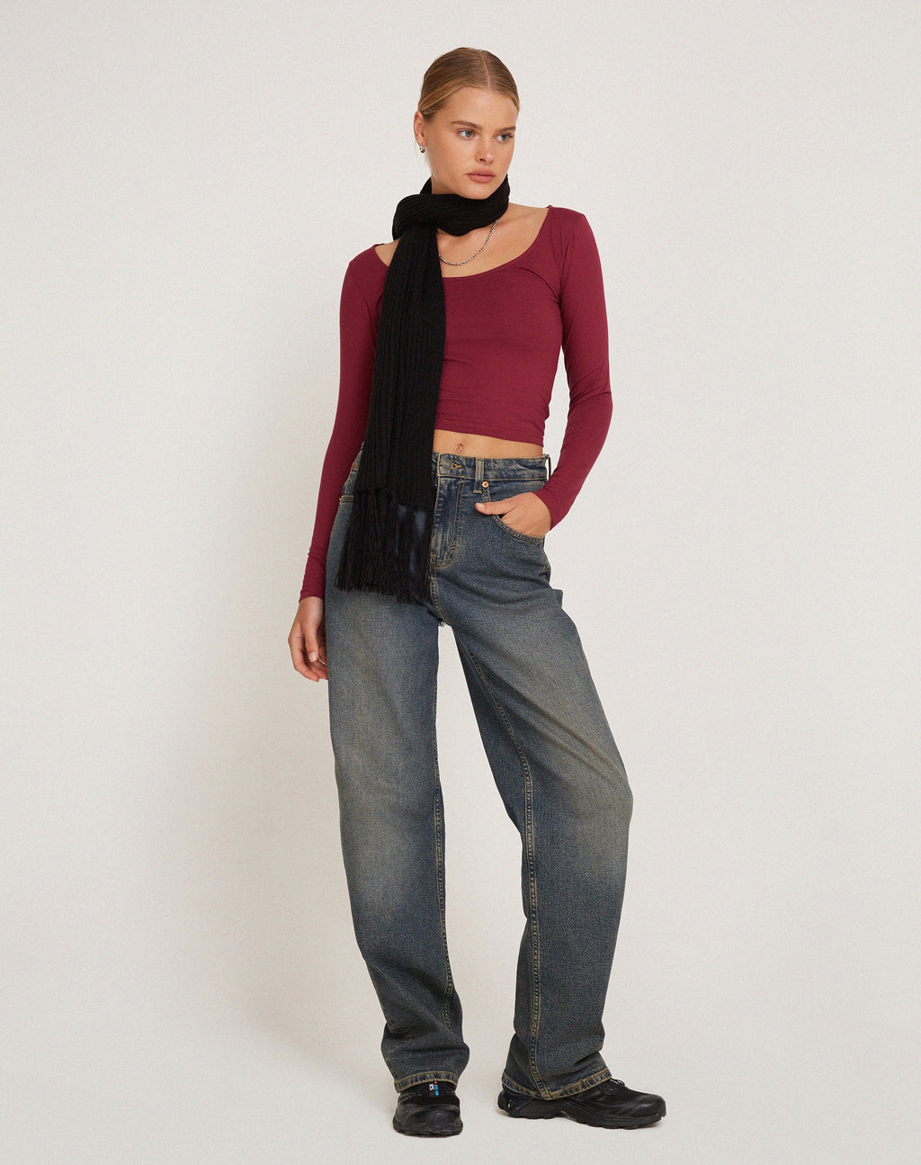 Bonlo Long Sleeve Top in Plum