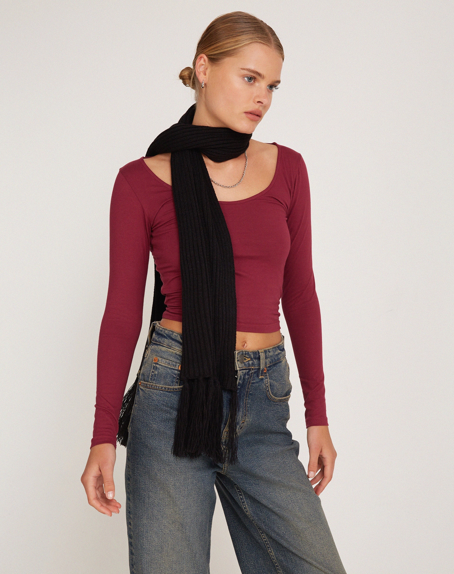 Image de Bonlo Long Sleeve Top in Plum