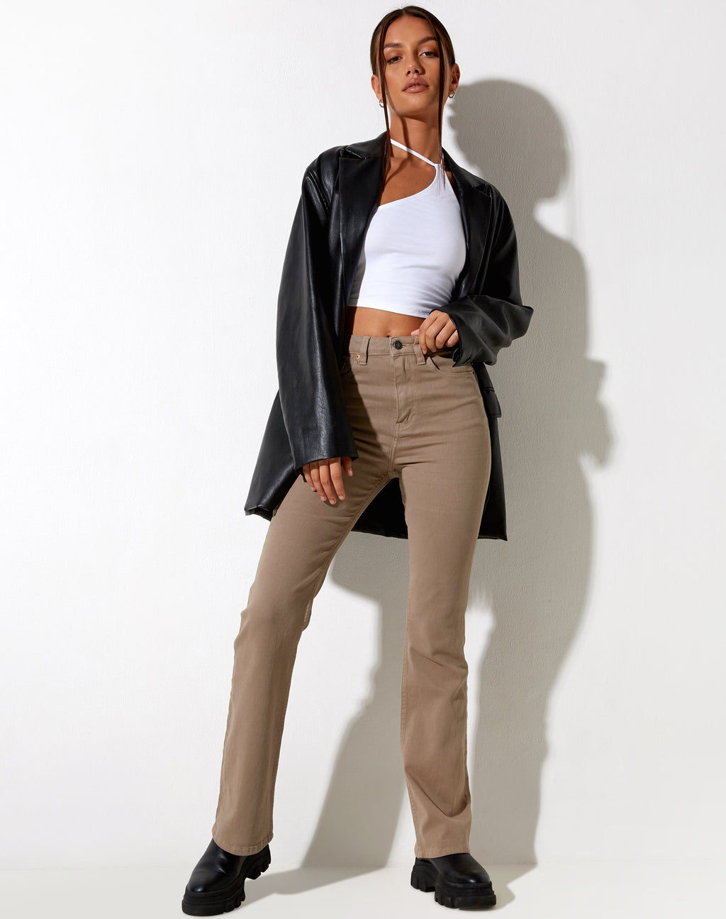 Jeans Bootleg en Olive brûlé