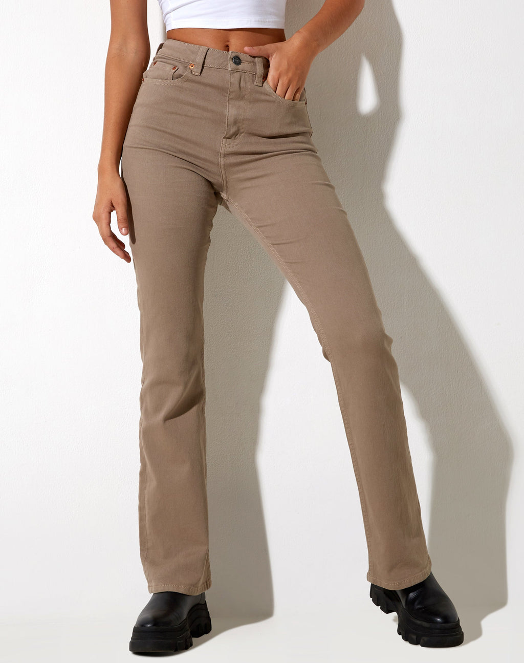 Jeans Bootleg en Olive brûlé