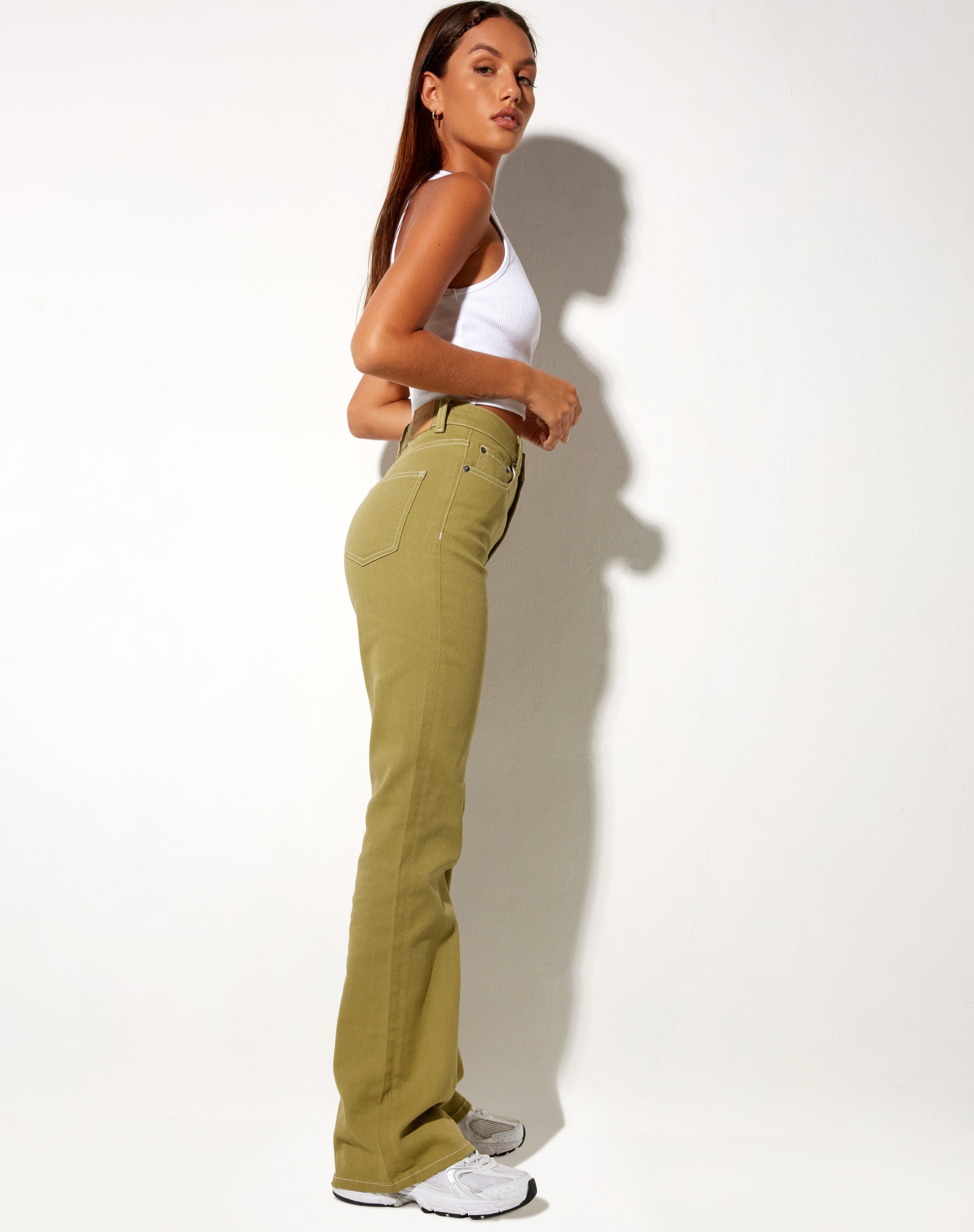 Image de Bootleg Jeans in Green Moss