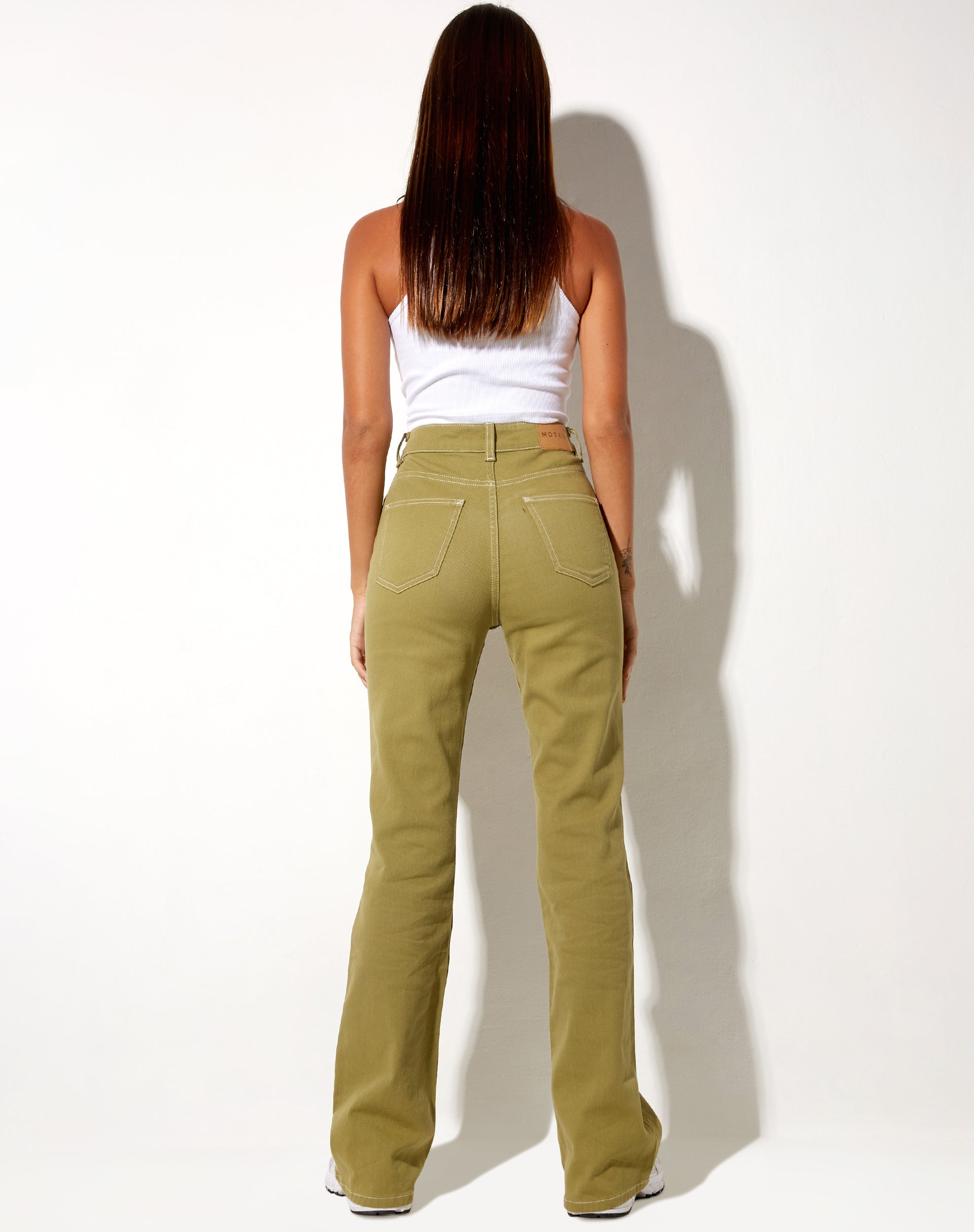 Image de Bootleg Jeans in Green Moss