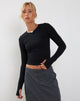 Image de Bouse Long Sleeve Thumbhole Top in Black