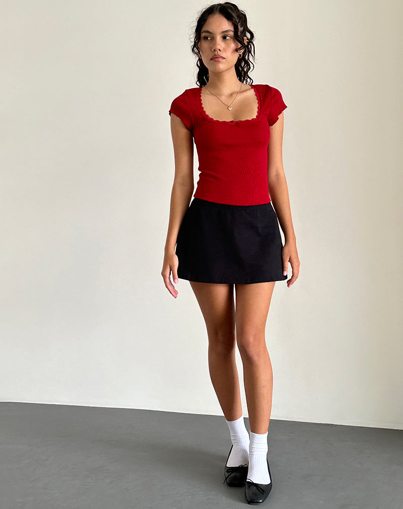 Image de Bovillo Cap Sleeve Top in Adrenaline Red