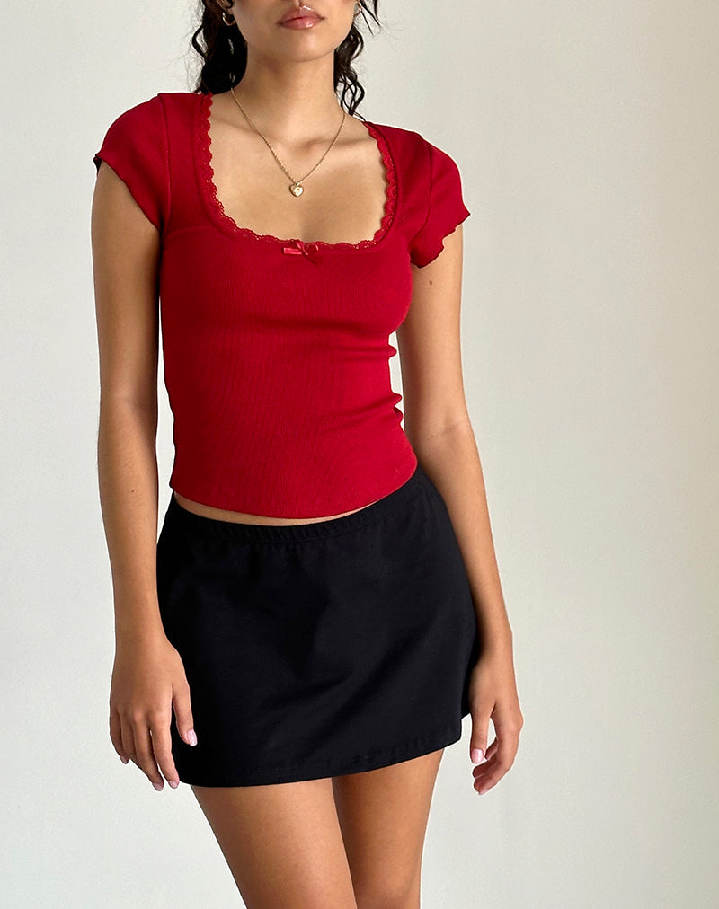 Image de Bovillo Cap Sleeve Top in Adrenaline Red
