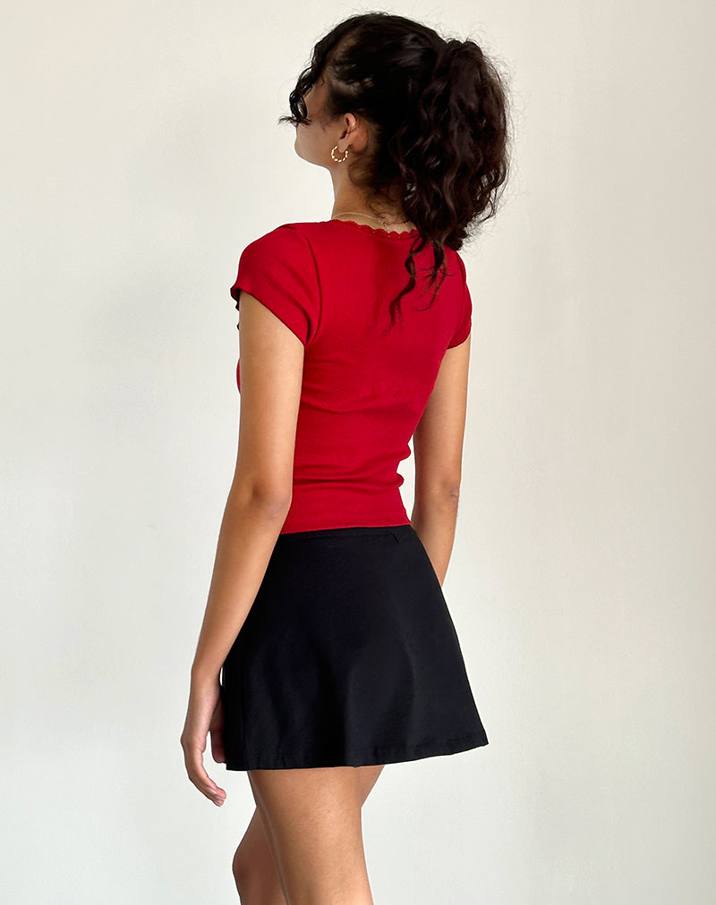Image de Bovillo Cap Sleeve Top in Adrenaline Red