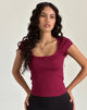Image de Bovillo Cap Sleeve Top in Burgundy