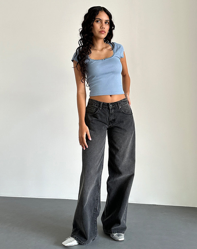 Image de Bovillo Cap Sleeve Top in Nantucket Blue