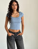 Image de Bovillo Cap Sleeve Top in Nantucket Blue