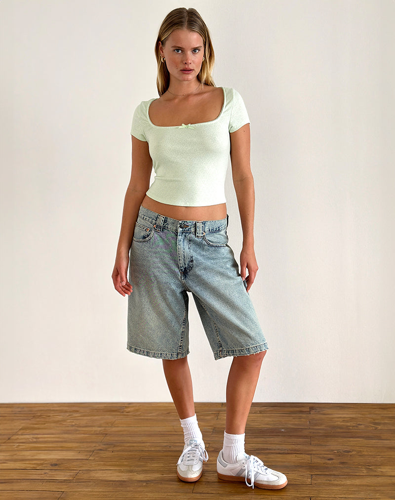 Image de Bovillo Cap Sleeve Top in Soft Mint
