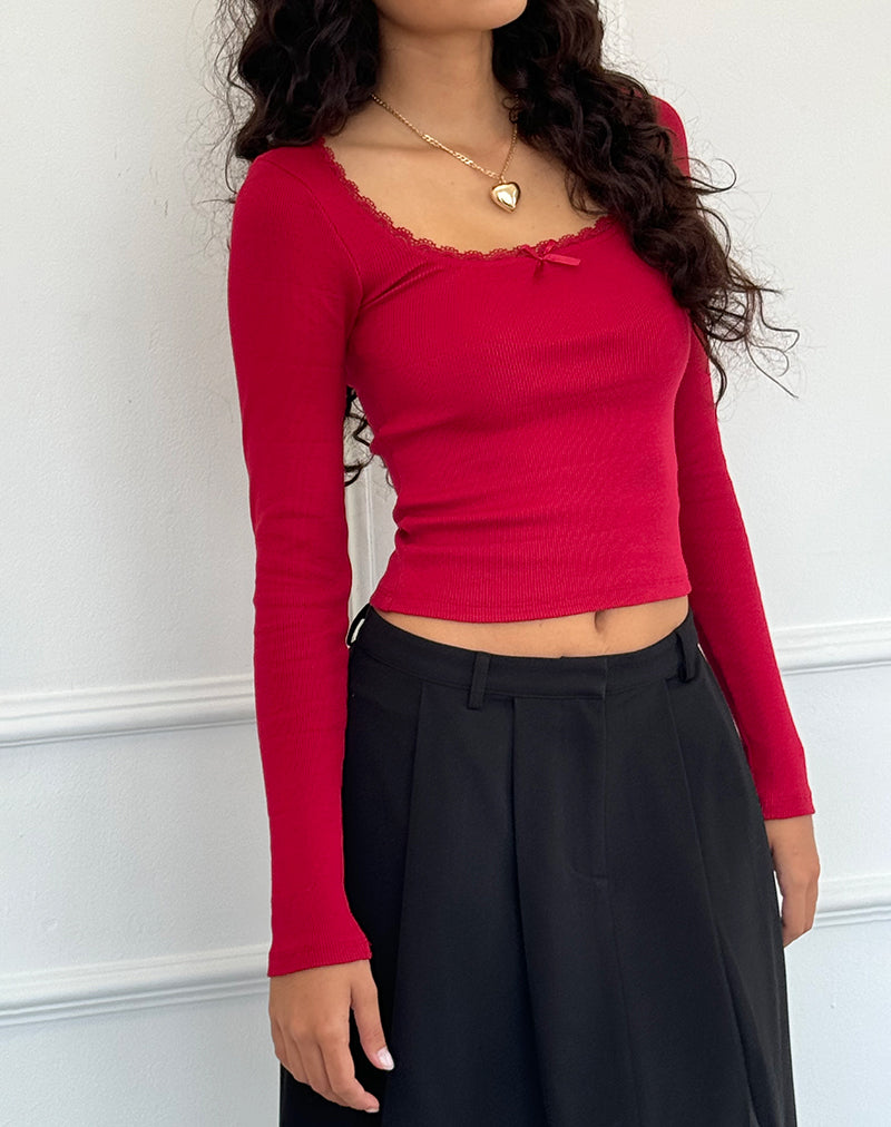 Image de Bovita Long Sleeve Top in Adrenaline Red