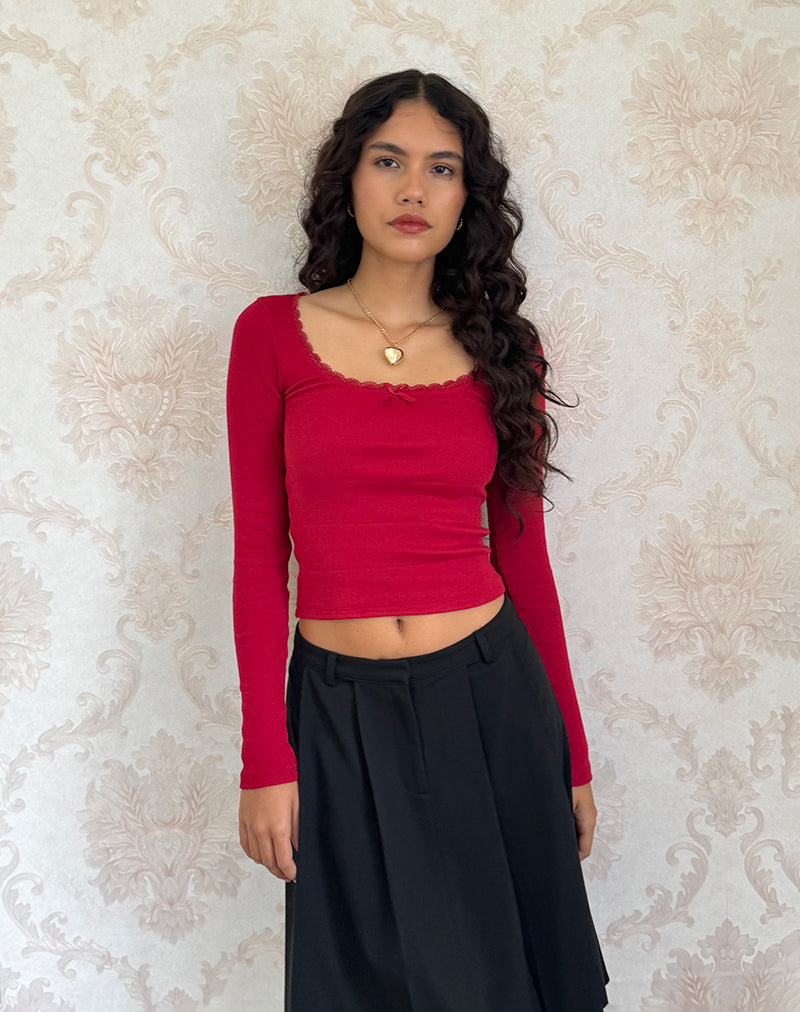 Top à manches longues Bovita, rouge adrénaline