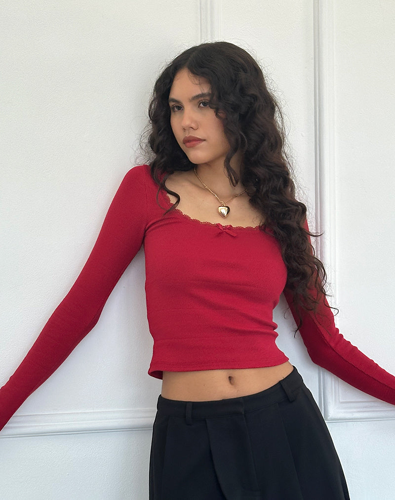 Image de Bovita Long Sleeve Top in Adrenaline Red