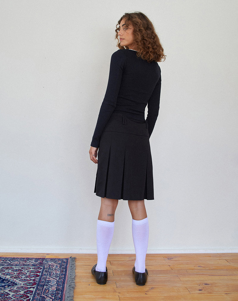 Image de Bovita Long Sleeve Top in Black with Off White Trim