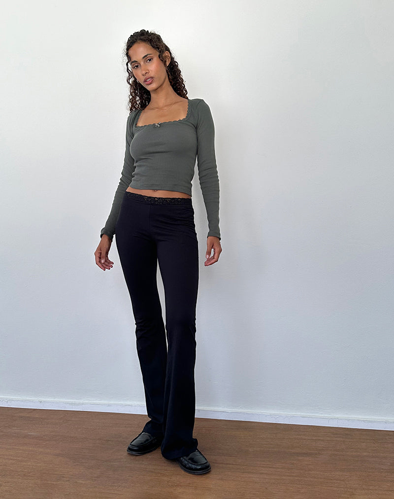 Image de Bovita Long Sleeve Ribbed Top in Beluga Grey
