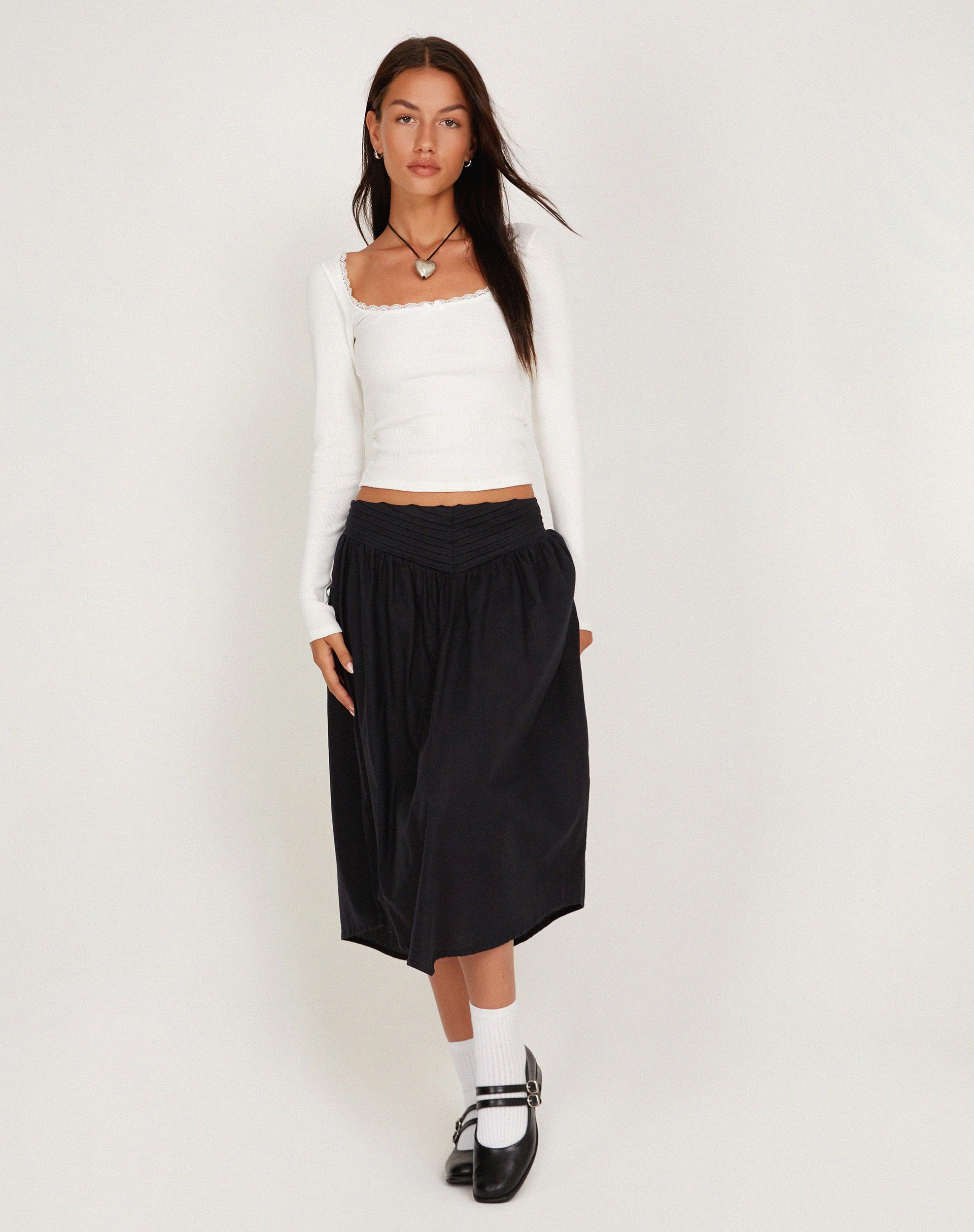 Image de Bovita Long Sleeve Top in Rib White