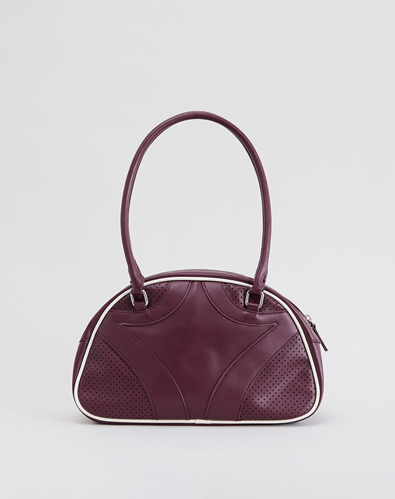 Image du sac bowler en crème et bourgogne