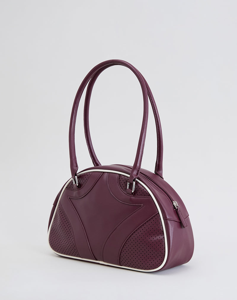Image du sac bowler en crème et bourgogne