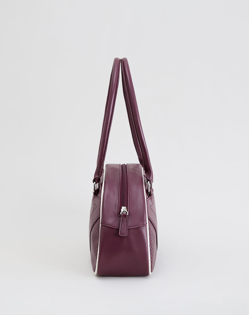 Image du sac bowler en crème et bourgogne