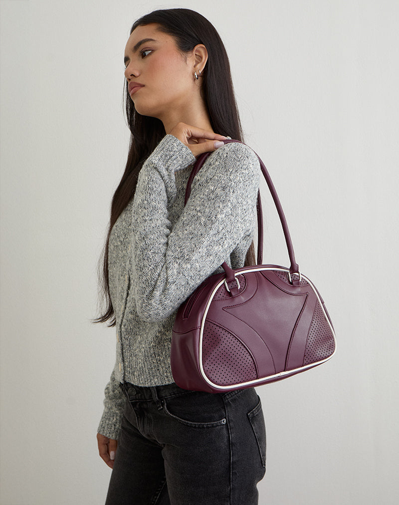 Image du sac bowler en crème et bourgogne