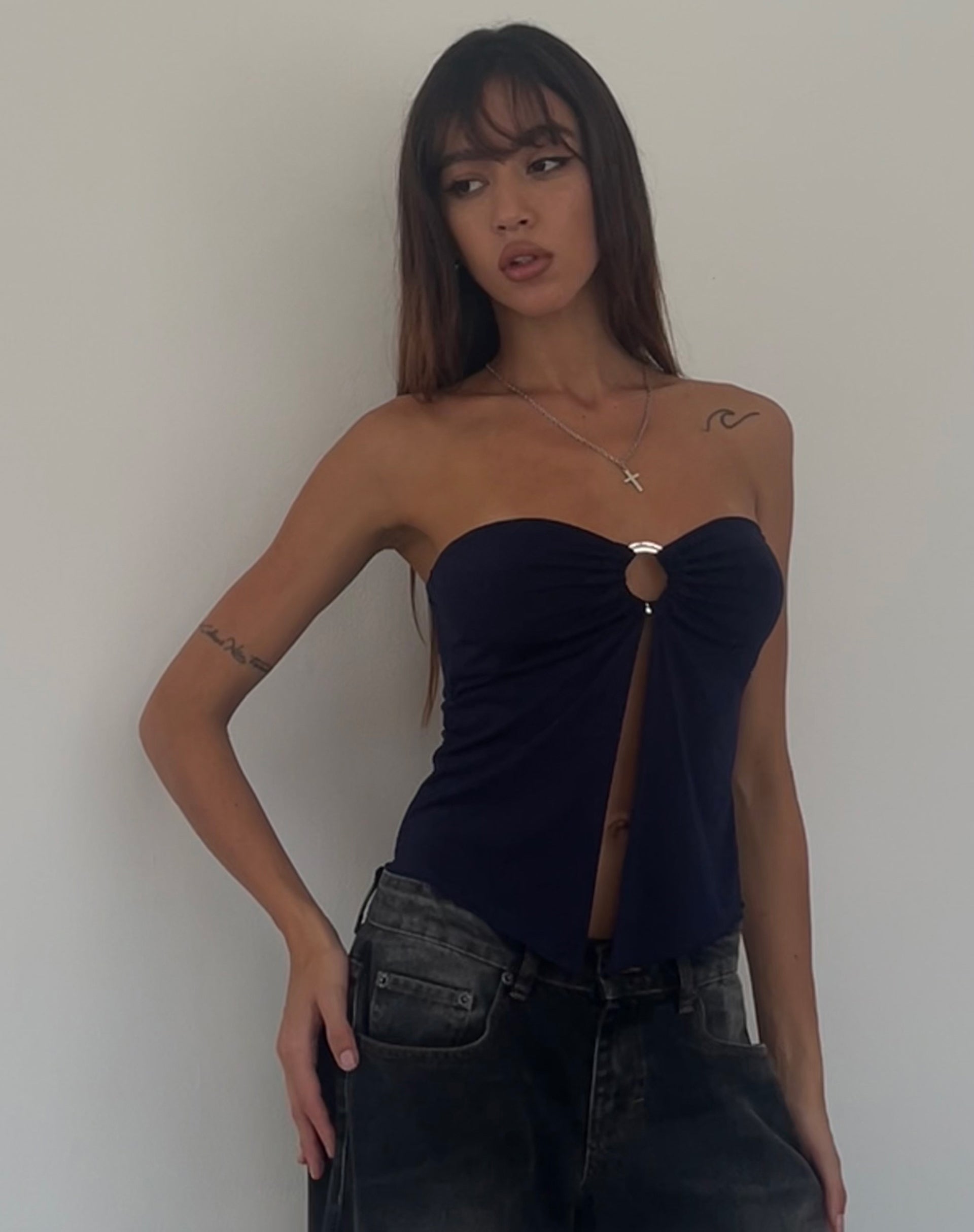 Image de Brea Bandeau Butterfly Top in Slinky Navy
