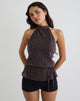Image de Brienne Top in Brown Shimmer Sheer Plisse